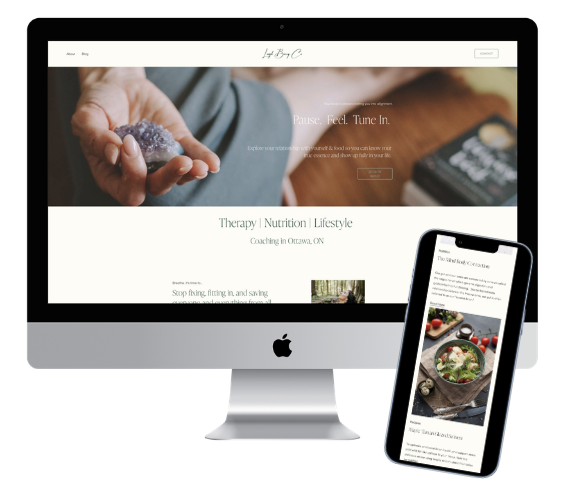 Ottawa Psychotherapist website homepage. It is warm and inviting and reads Pause, Feel Tune in.