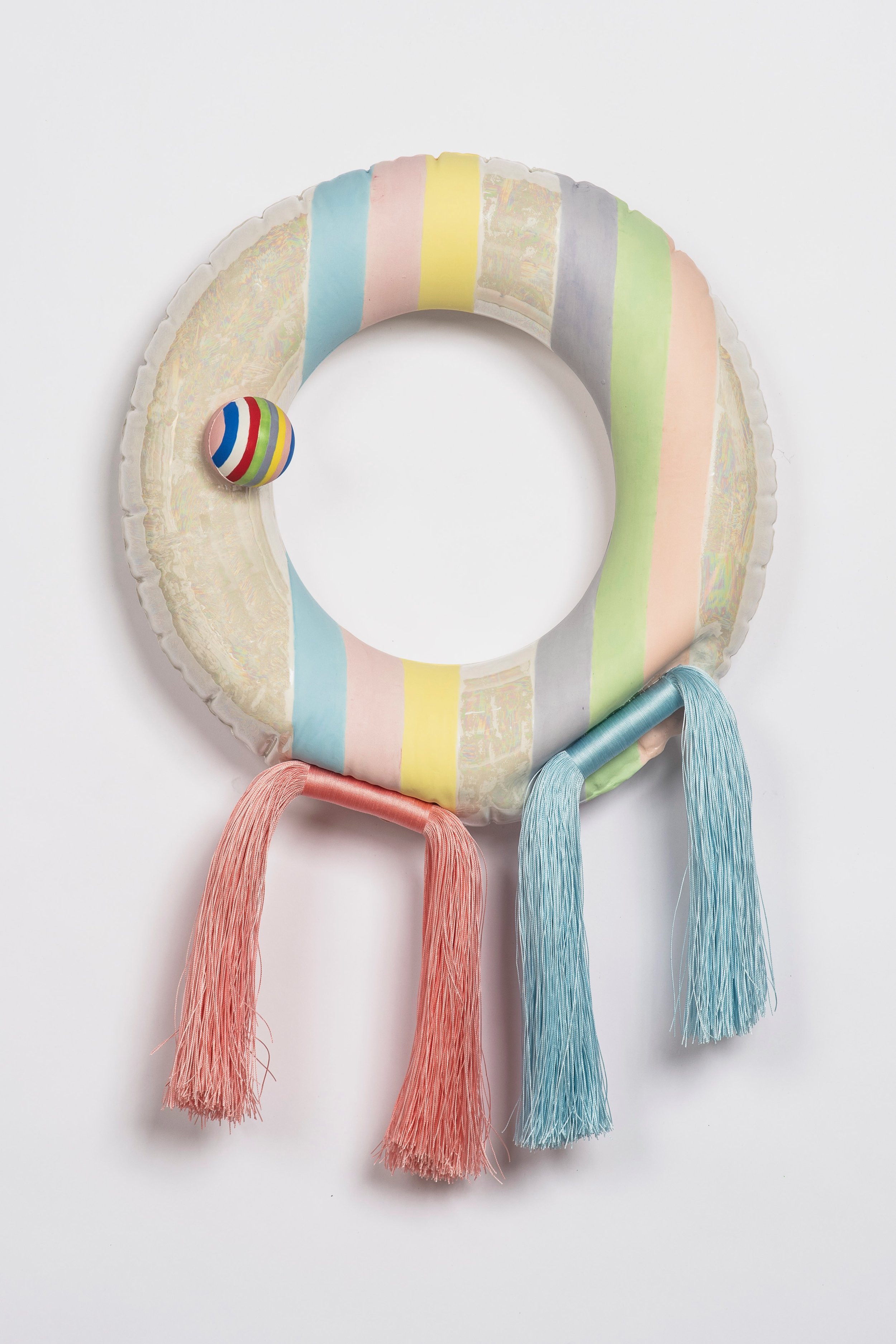 Dilly dally, 2024. Glazed porcelain, mixed media. 60 h x 40 w x 14 d cm (photographer: Richard Glover)