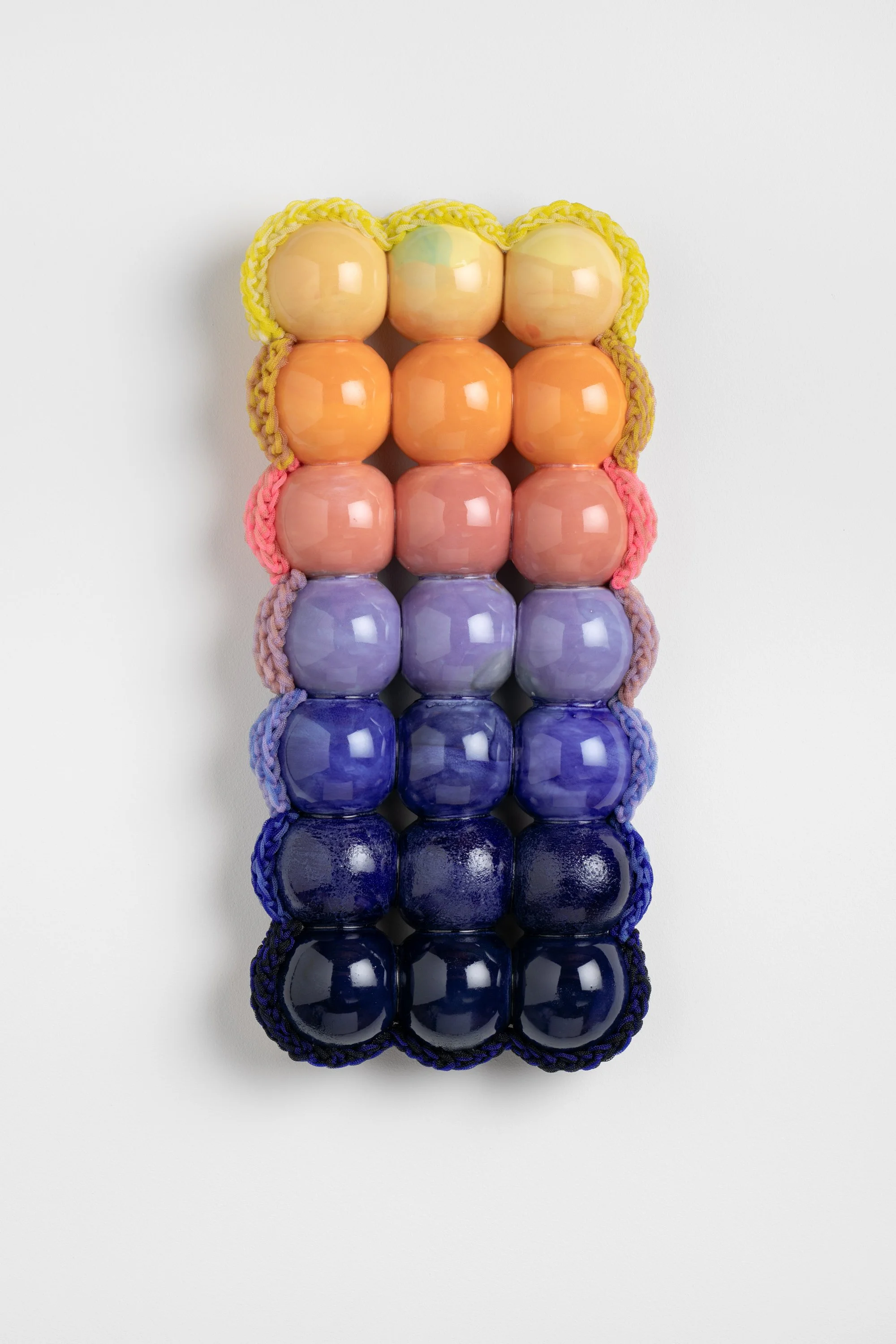 Cabbage patch samba, 2026. Porcelain, glaze, nylon yarn, epoxy. 52h x 24w x 8d cm. Image: Mark Pokorny
