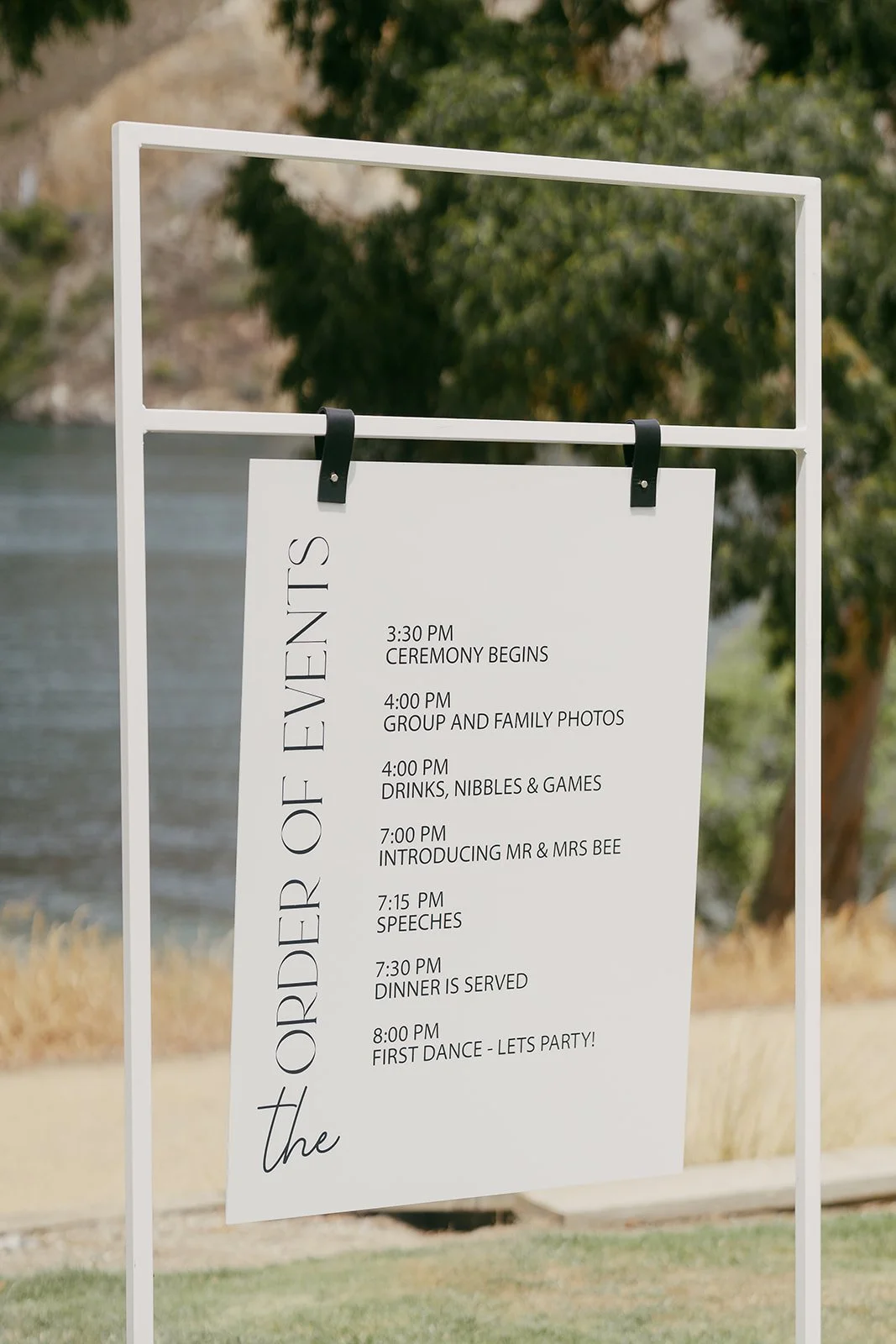 Order of Events - White Hanging Frame - Acrylic Sign.JPG