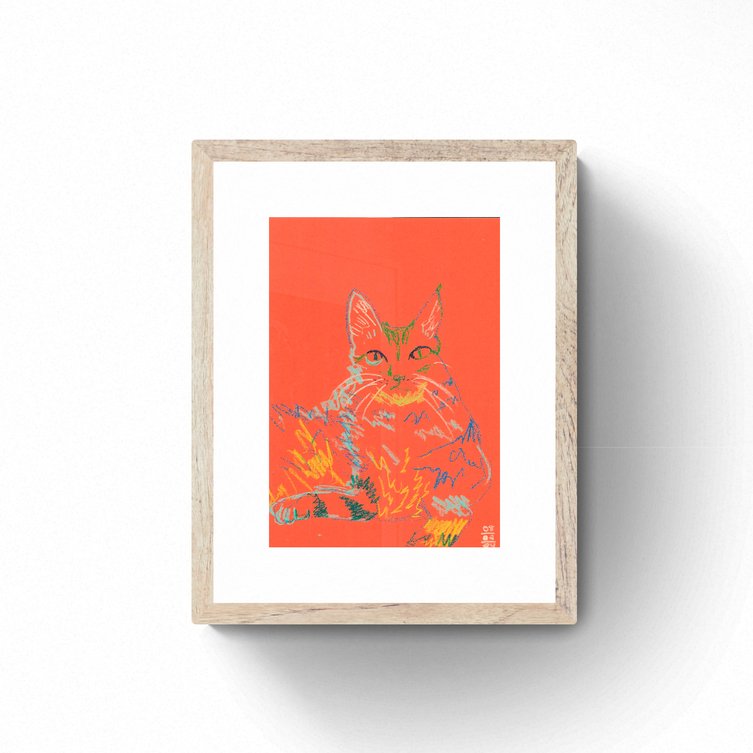 Orange Cat - Original Pastel Drawing