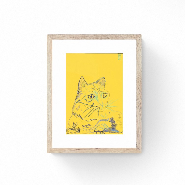 Yellow Cat - Original Pastel Drawing