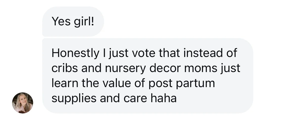 Post response of a mom talking about Postpartum