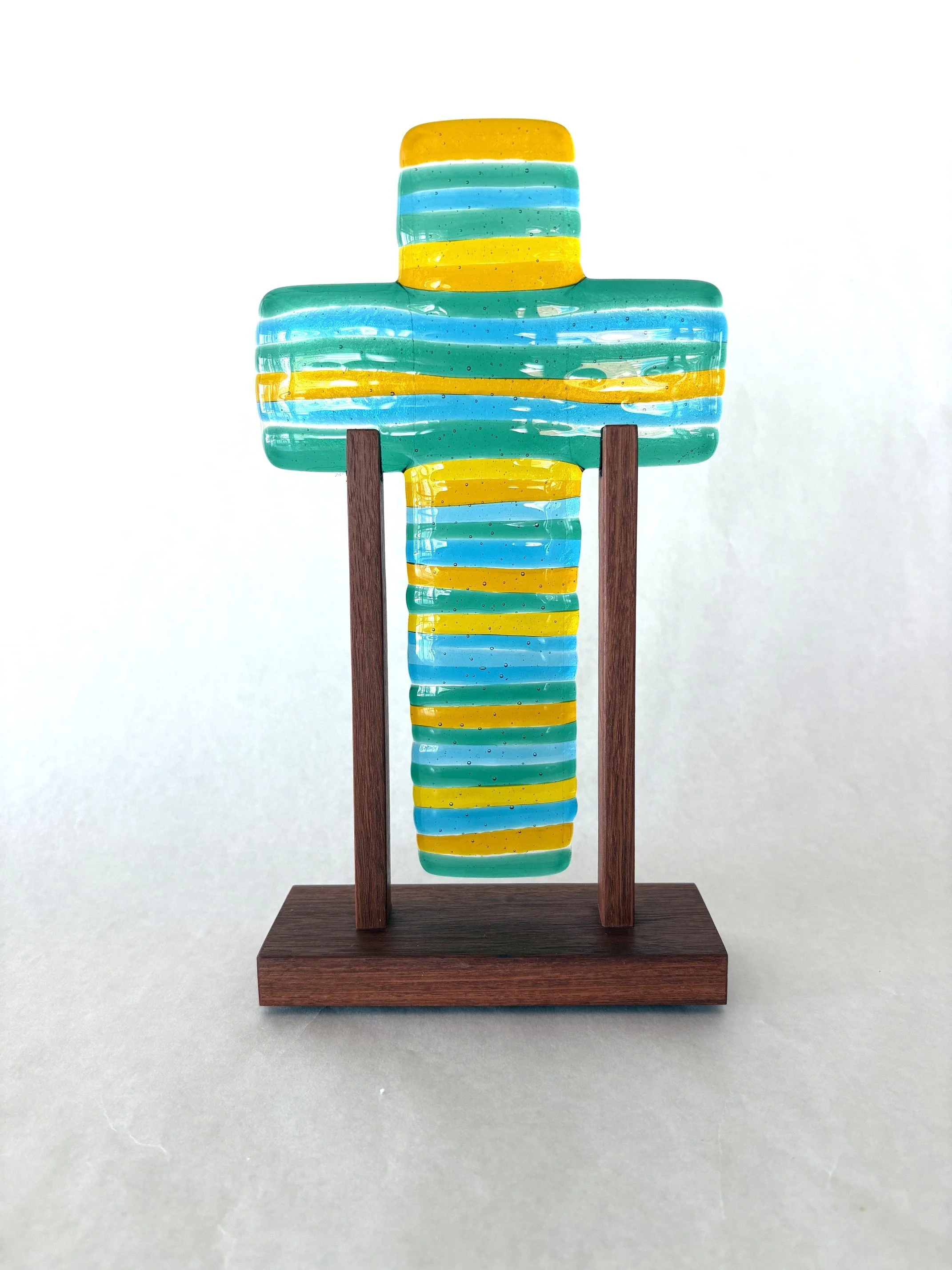 250mm cross, yellow, turquoise and emerald green.JPG