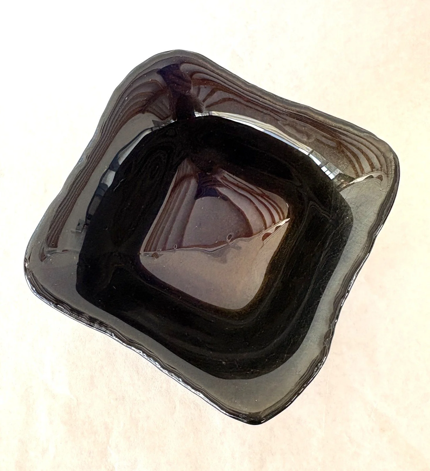 160mm square cone bowl, iridised black.JPG