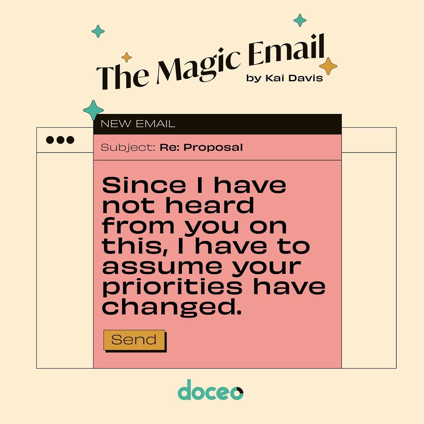 Have you heard of the magic email by Kai Davis?

It came up today during my weekly 
coworking session with the design boss ladies @soulalchemy.branding and @akcreative.design and I was instantly fascinated by it. 
Full-disclosure, I have never tried 