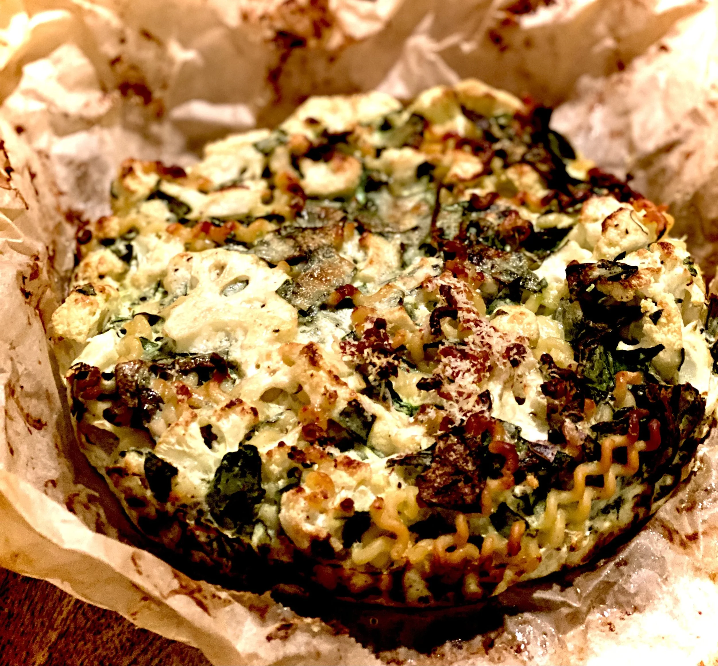 Pasta Pai med Blomkål, Bacon og Basilikum