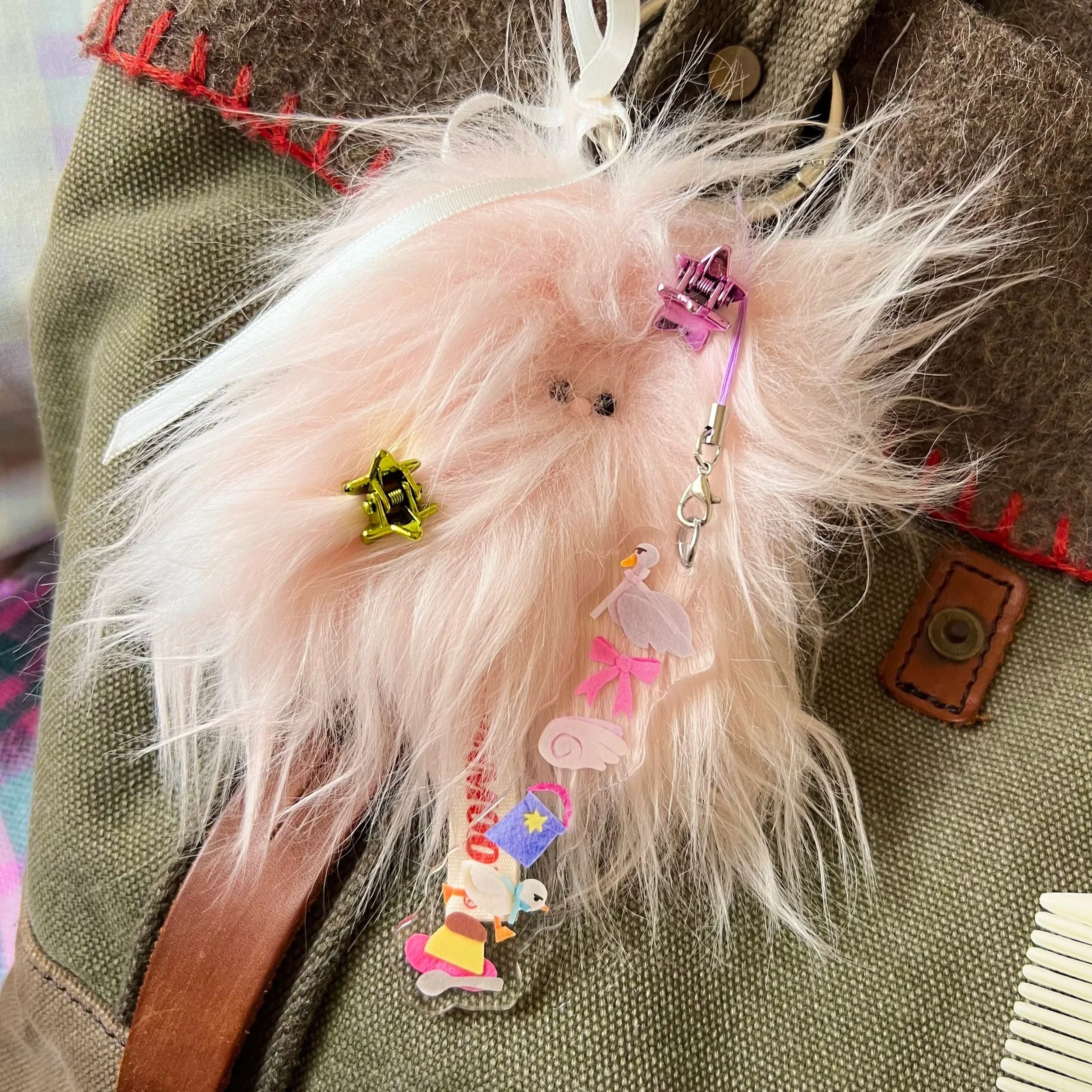 swan solo date - long acrylic charm