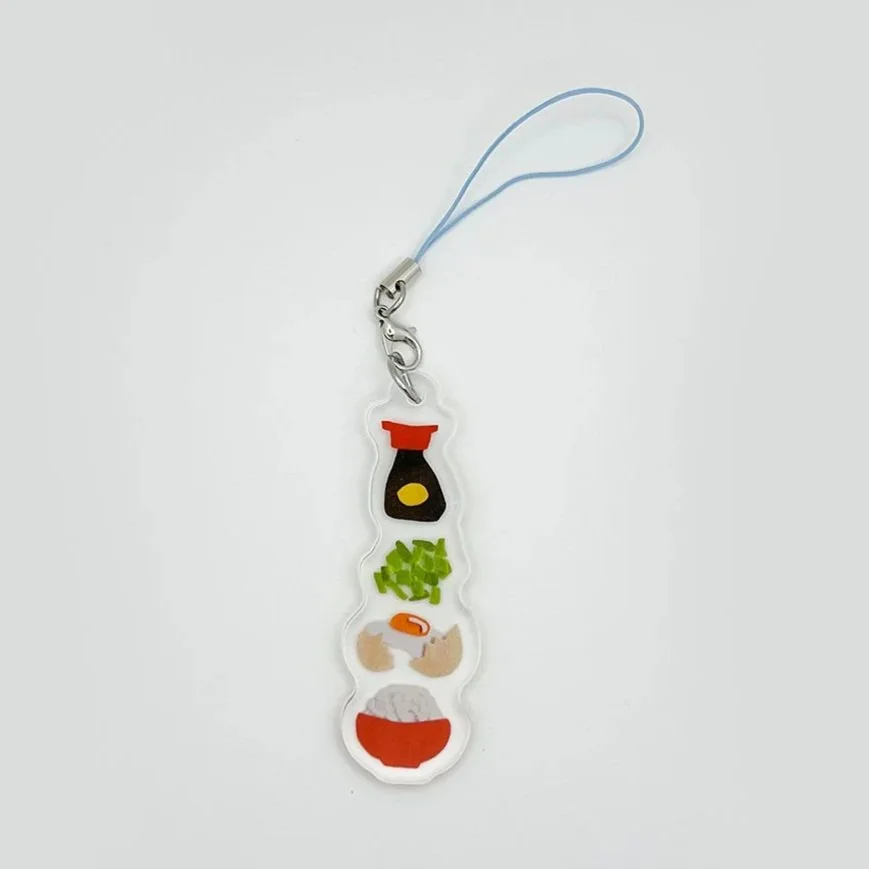 egg rice bowl - long acrylic charm