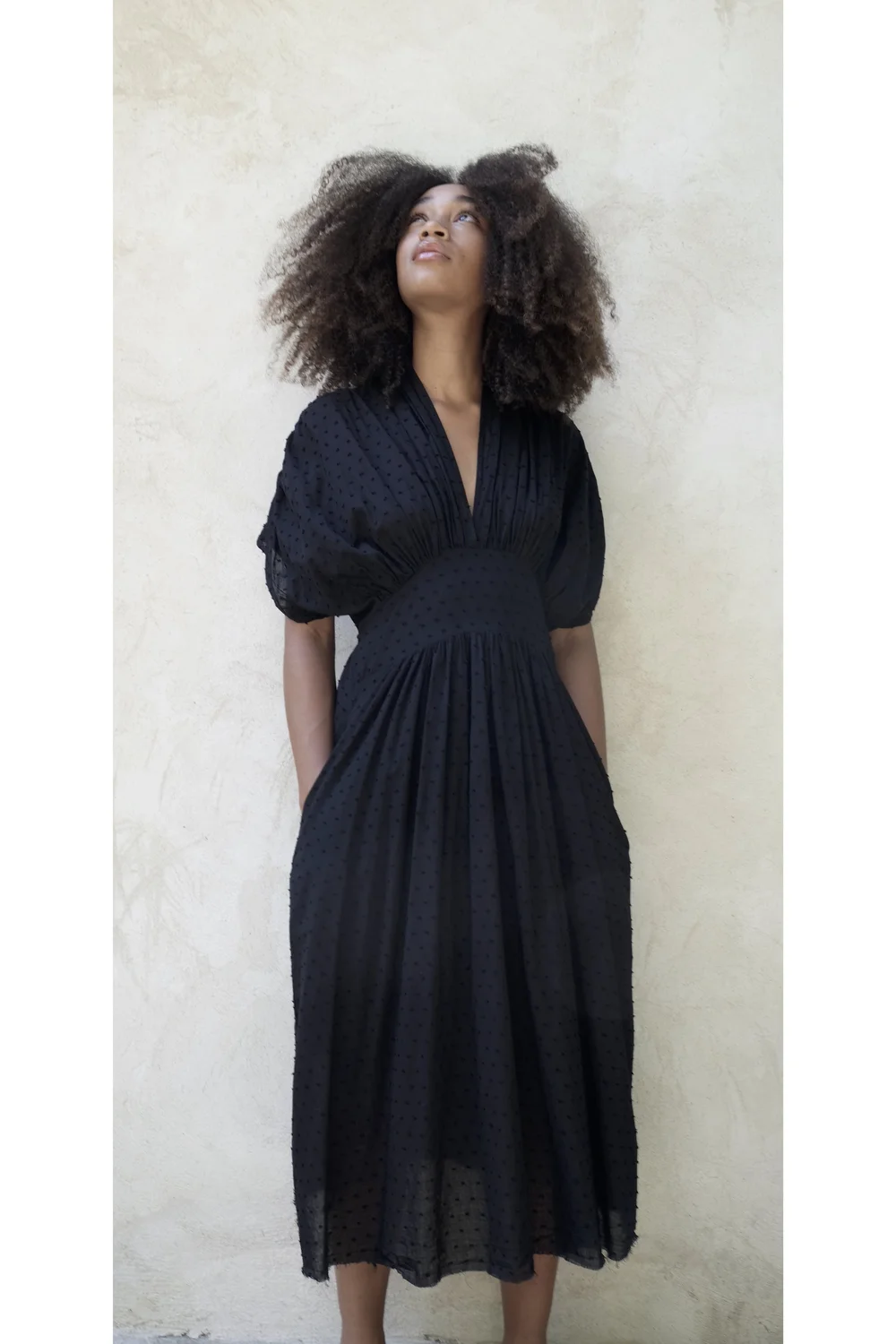 gamète - v-neck gathered dress — elsa esturgie 