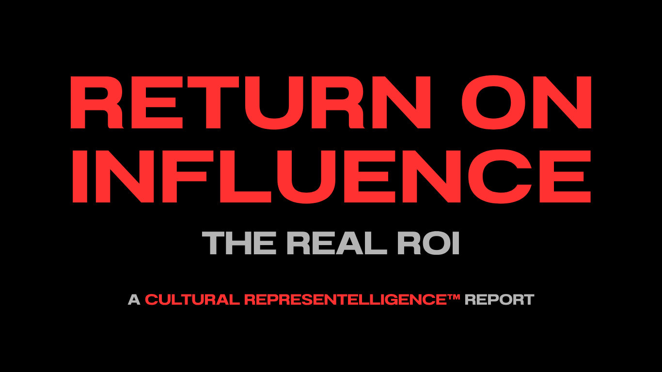 Title graphic for RETURN ON INFLUENCE, a Cultural Representelligence™ report by THE CULTURE CONNEXTION™