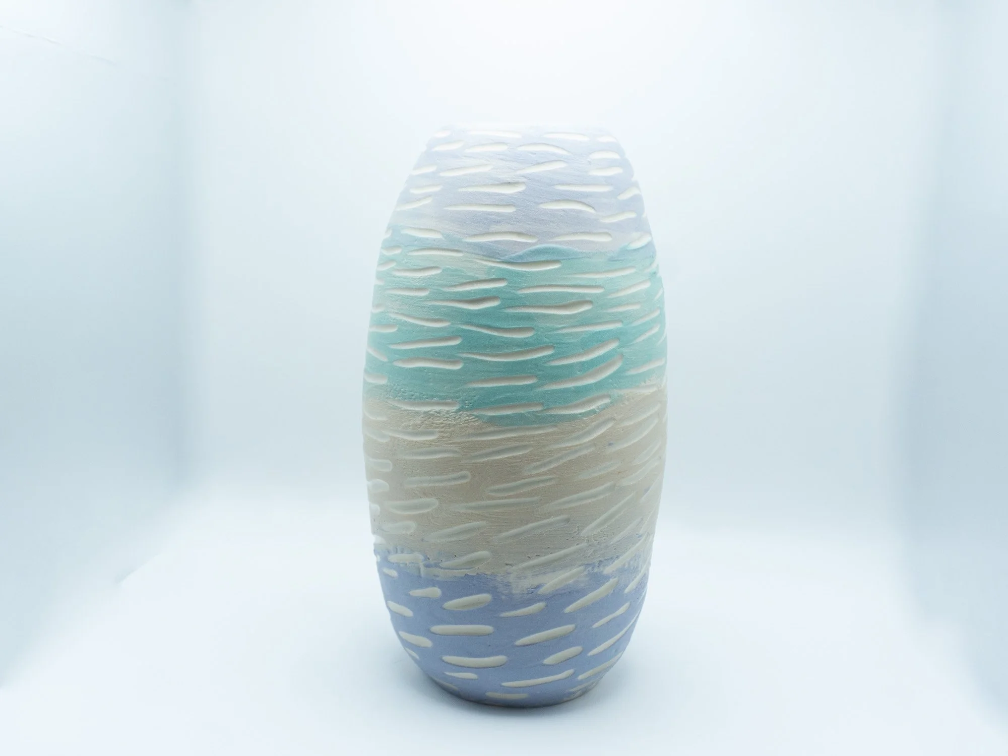 Sgraffito vase- 2025-9"HX5"WX5"D

