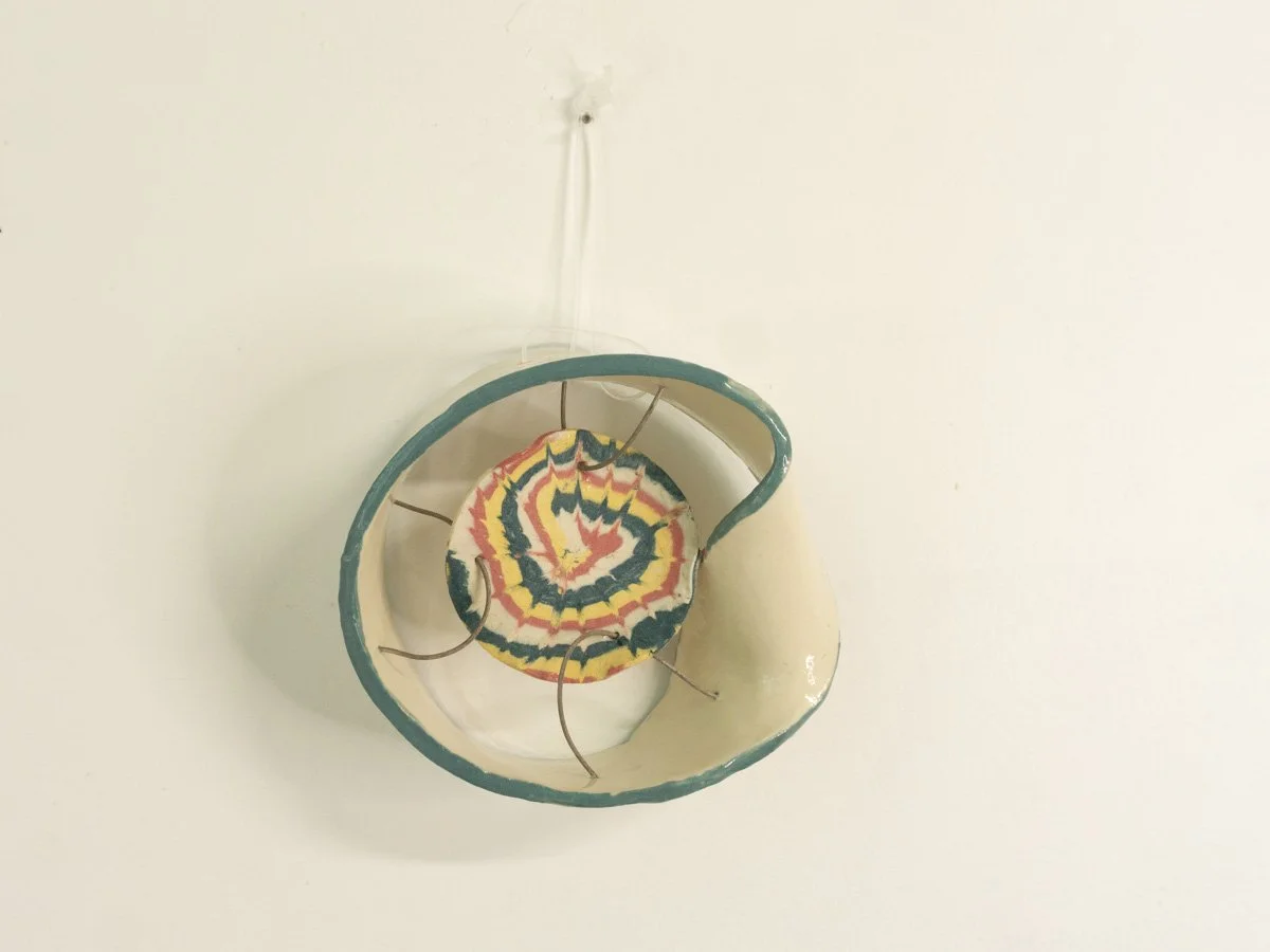 Mini Heart Catcher with Nerikomi tie dye swirl (and metal rods)-2026-5"HX5½"WX2"D
