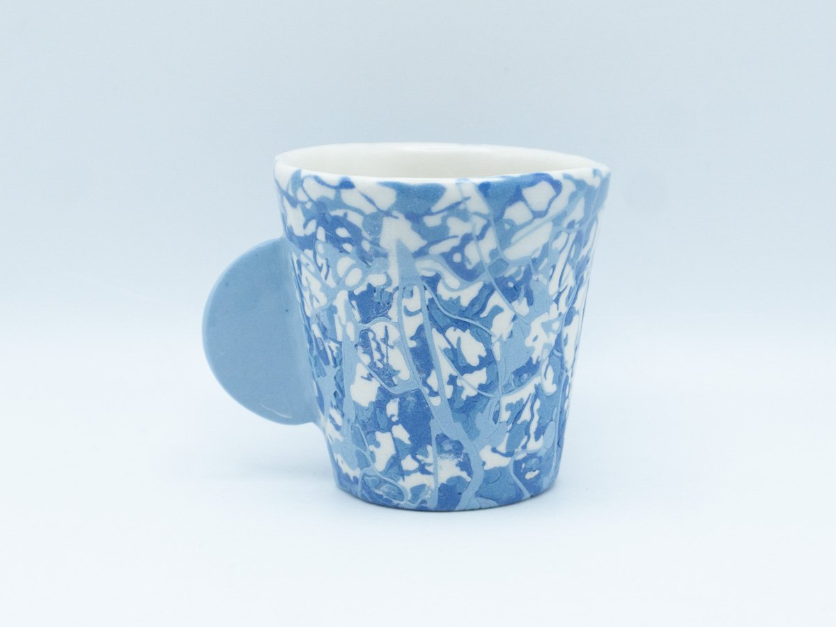 Expresso cup with blue lacy design-2026-2½"Hx3"Wx2½"D-NFS
