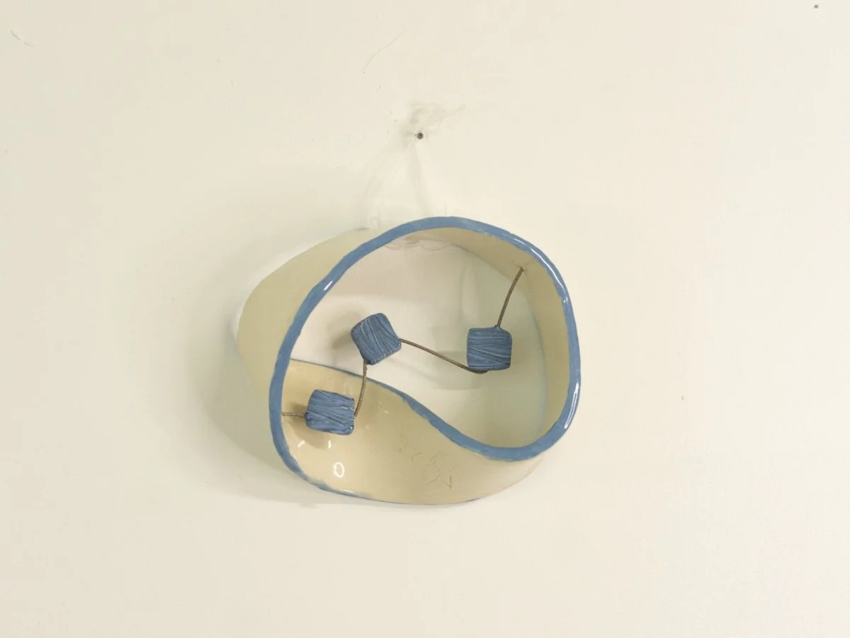 Mini Heart catcher in blue (with Nerikomi squares and metal rod insert)-2026-5"HX5½"WX2"D