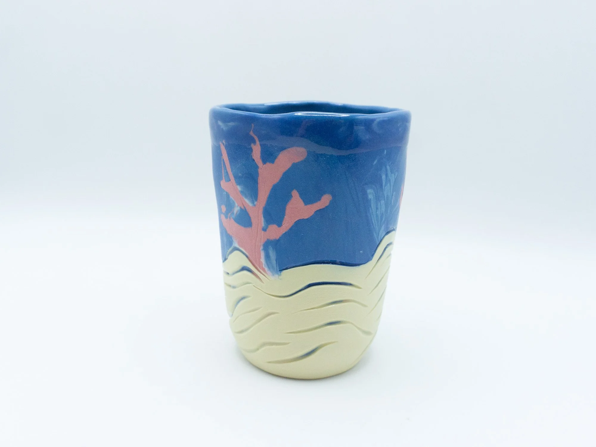 Slipcast cup with coral design-2026-3¾"x3"x3"
