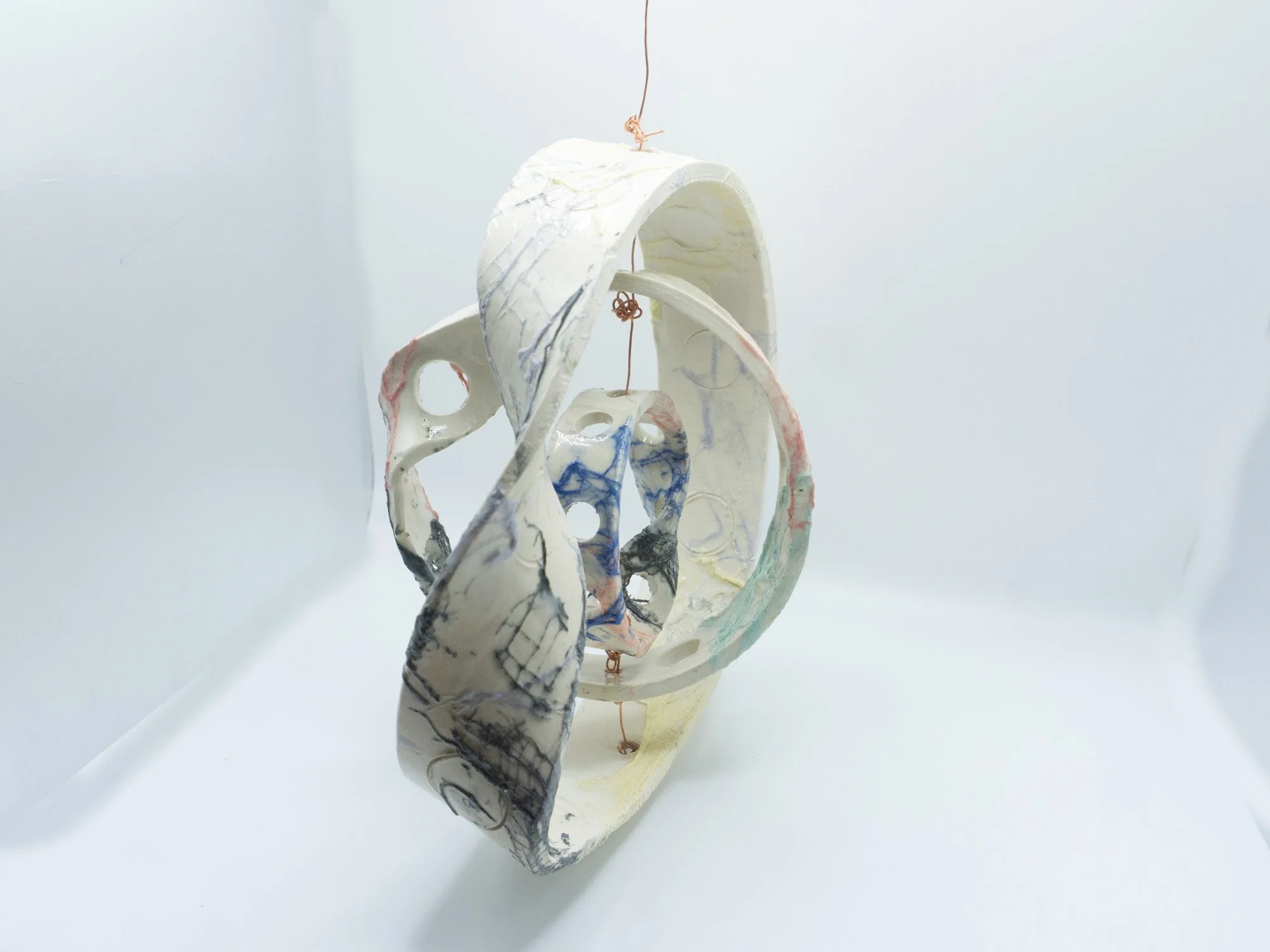 Me, Myself and I-Mobius Hanging Sculpture-2026-8"HX8"WX2"D (ceramics only)