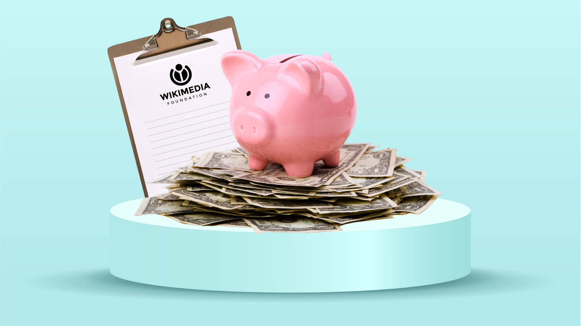 A piggy bank sitting on top of a pile of money