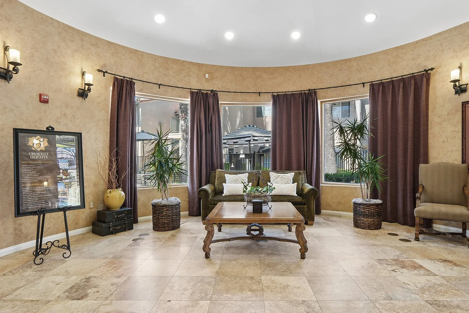 Interior Seating Area in Crescent Heights Leasing Office