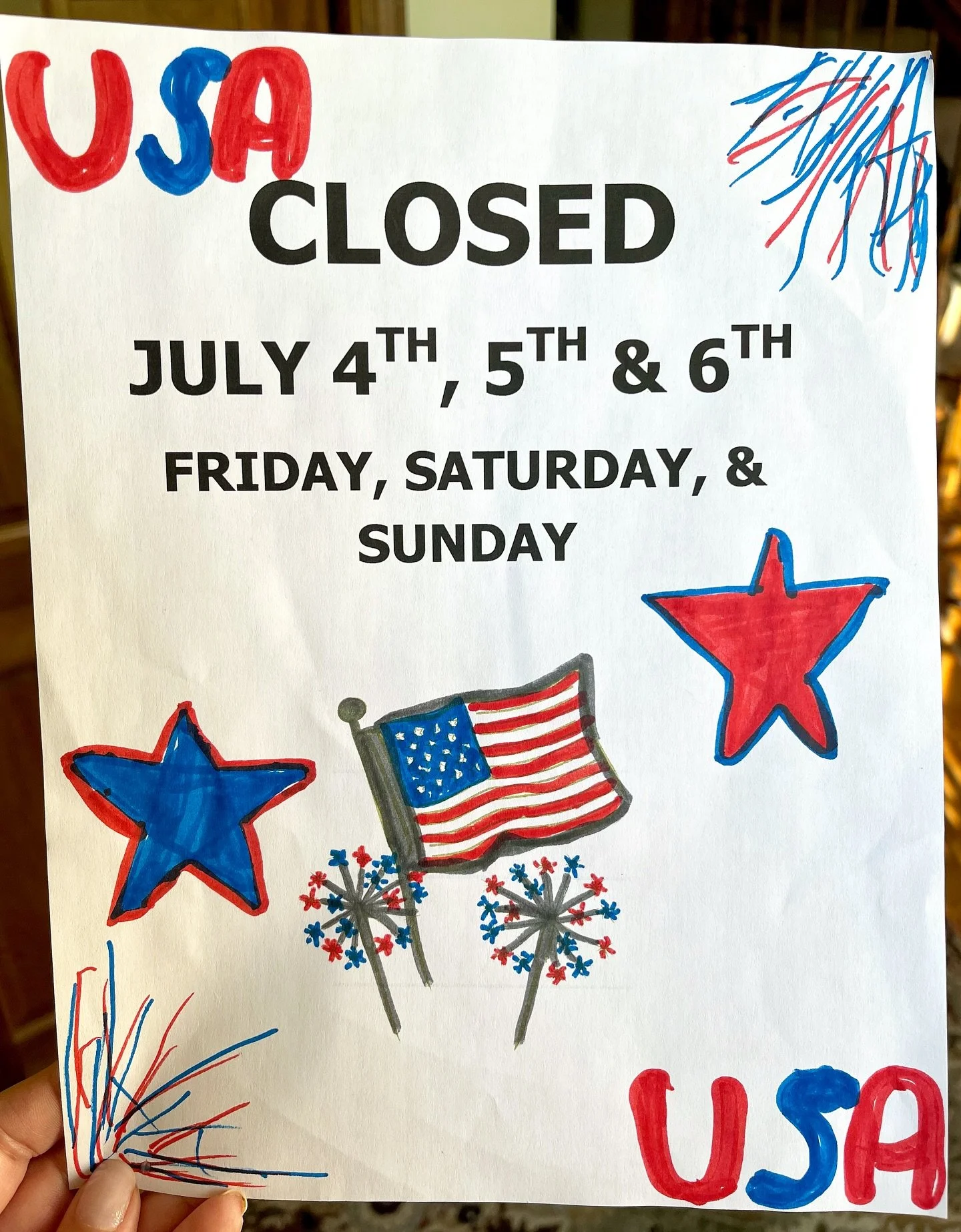 Happy Fourth of July! JBS will be closed July 4th, 5th and 6th to celebrate Independence Day. Wishing you a safe and joyful holiday &mdash; see you back on the 7th! 🇺🇸🔧✨

Artwork by Jim&rsquo;s granddaughter, Ella 💗
