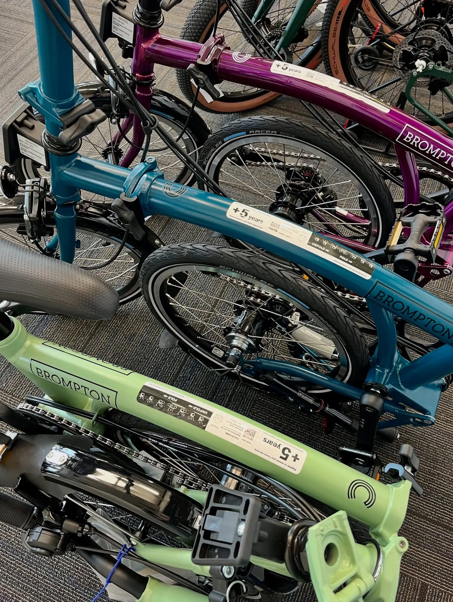 New Brompton folding bikes in-stock at JBS! Now in fresh colors and a new larger size option &ndash; these bikes are perfect for weekend adventures, city rides and everything in-between.&nbsp;Come take one for a test ride!&nbsp;🙌🏼 @bromptonbicycle