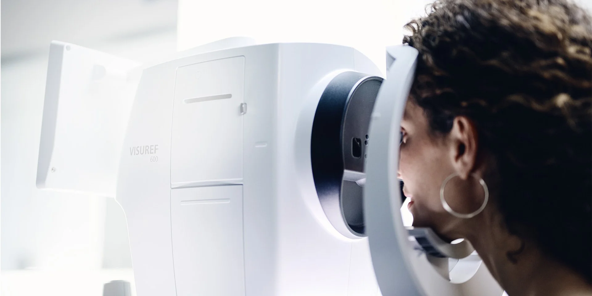 Close-up of a patient during a dry eye assessment at Arthur Hayes Eyecare, Crowborough