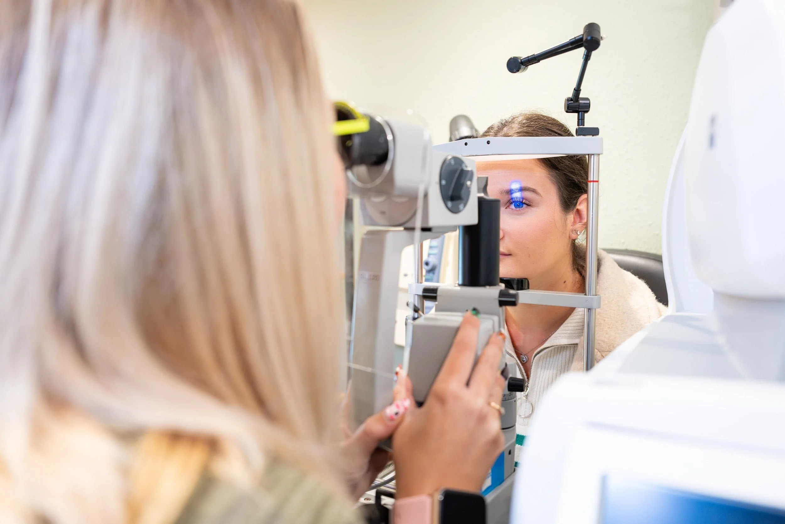 Female patient having an eye test