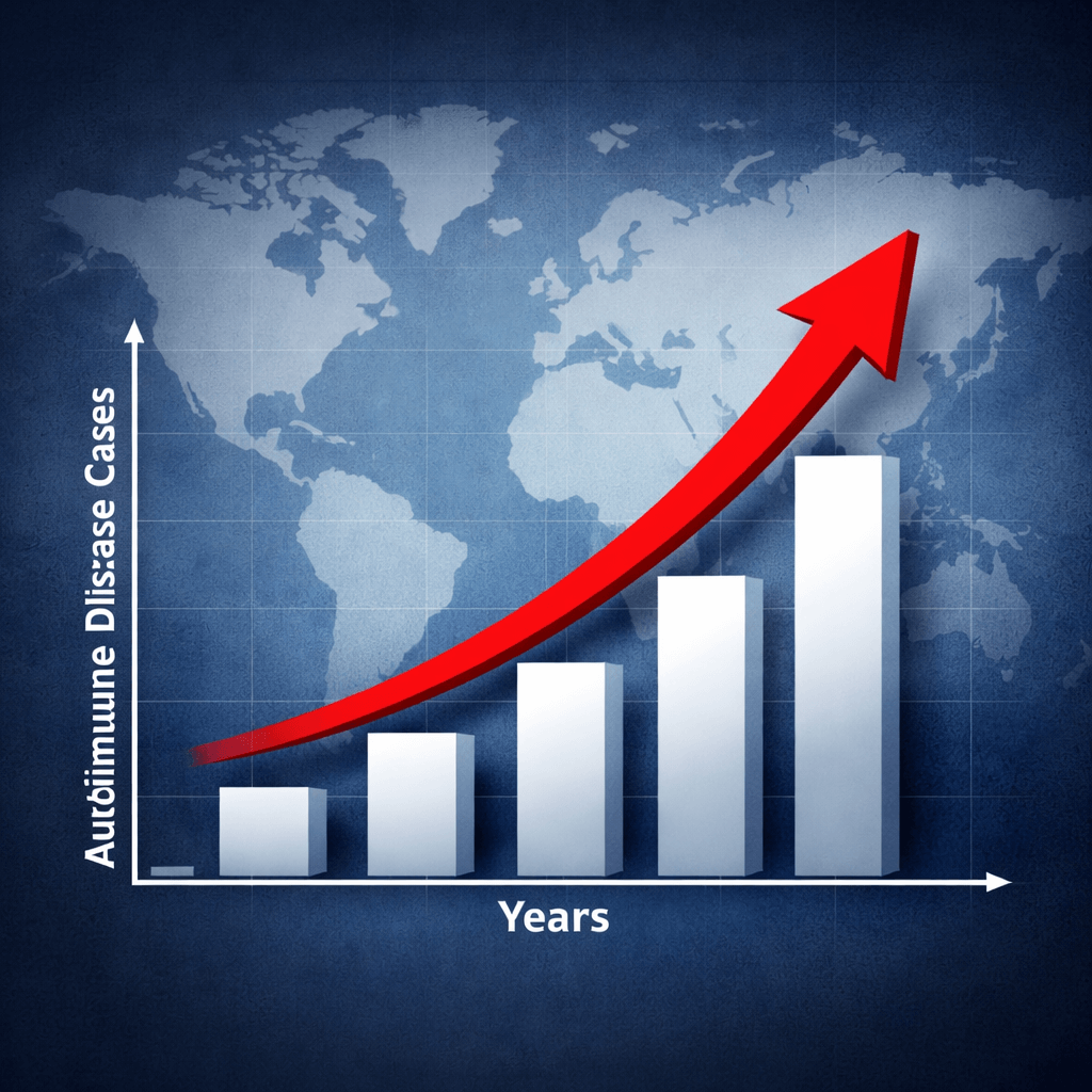 chart showing rising rates of autoimmune diseases over time