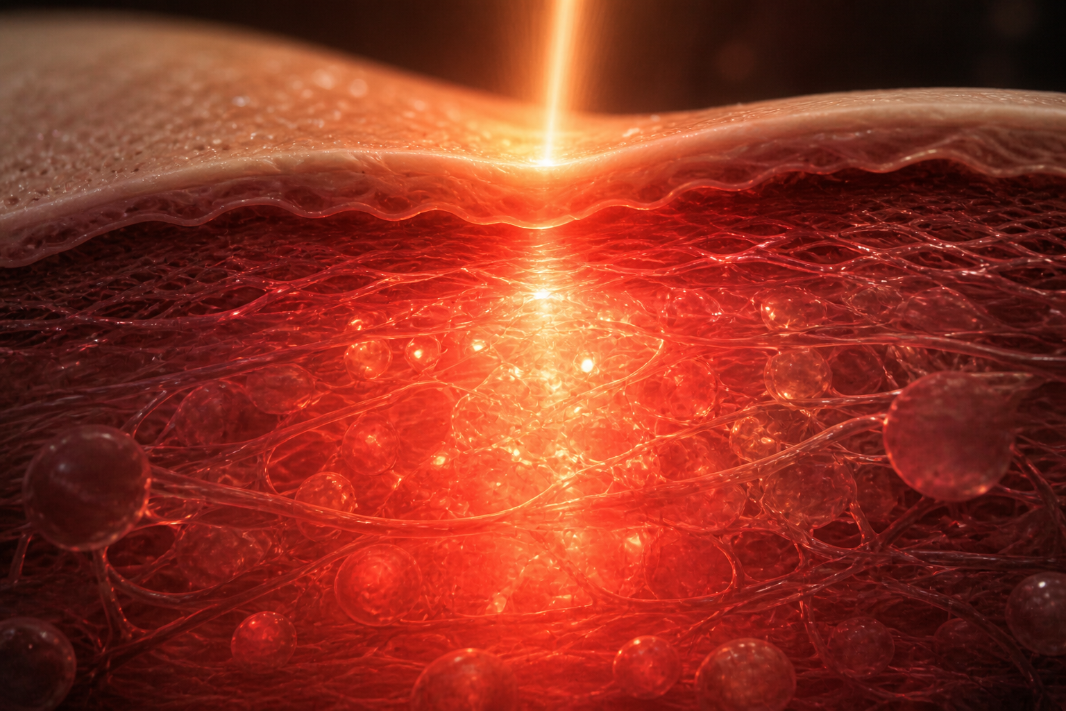 Cold laser therapy light penetrating skin and tissue cells for photobiomodulation near Yorba Linda and Orange County at Premier IFM