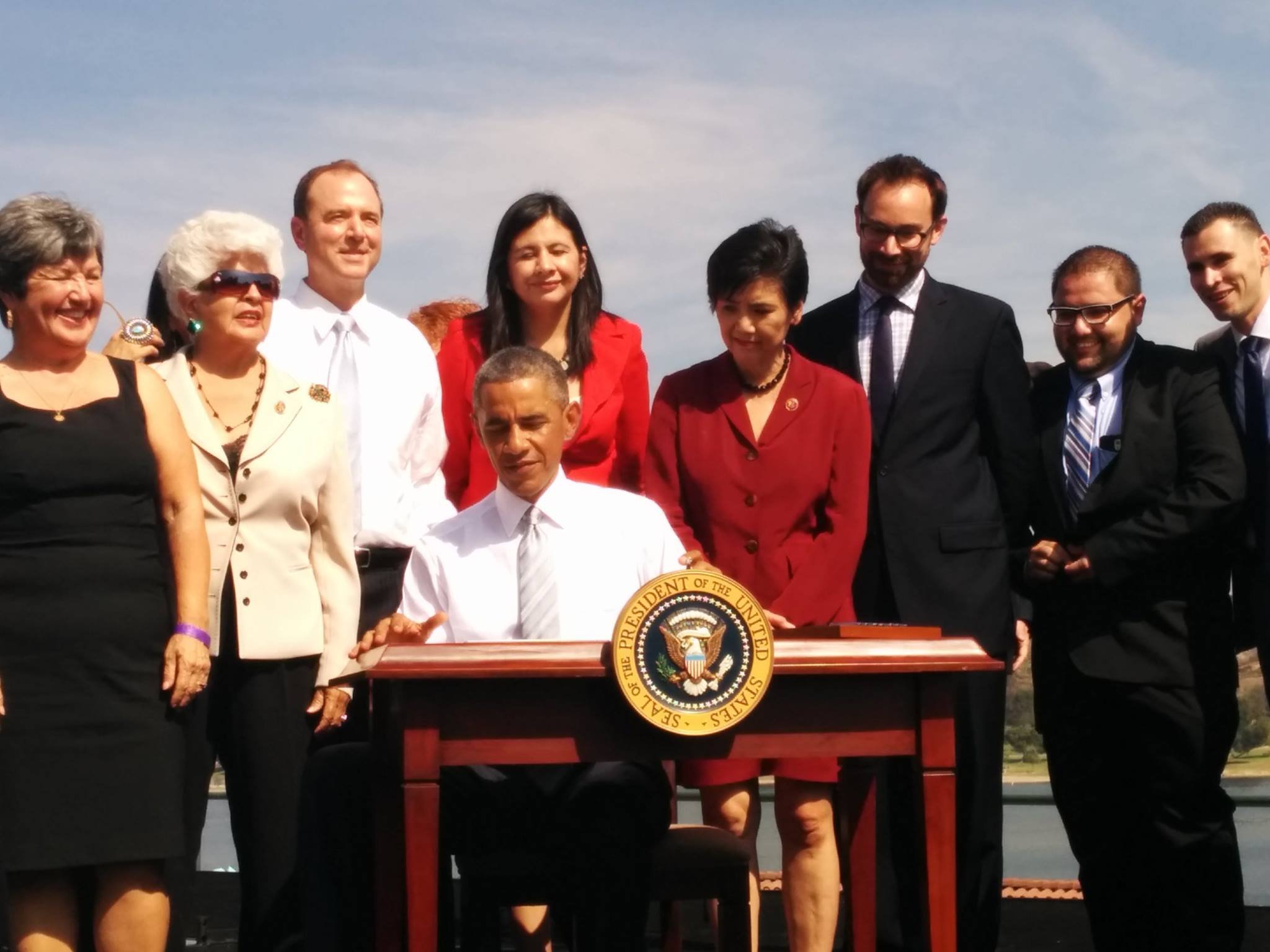 President Obama signing proclamation declaring the San Gabriel Mountains a National Monument.