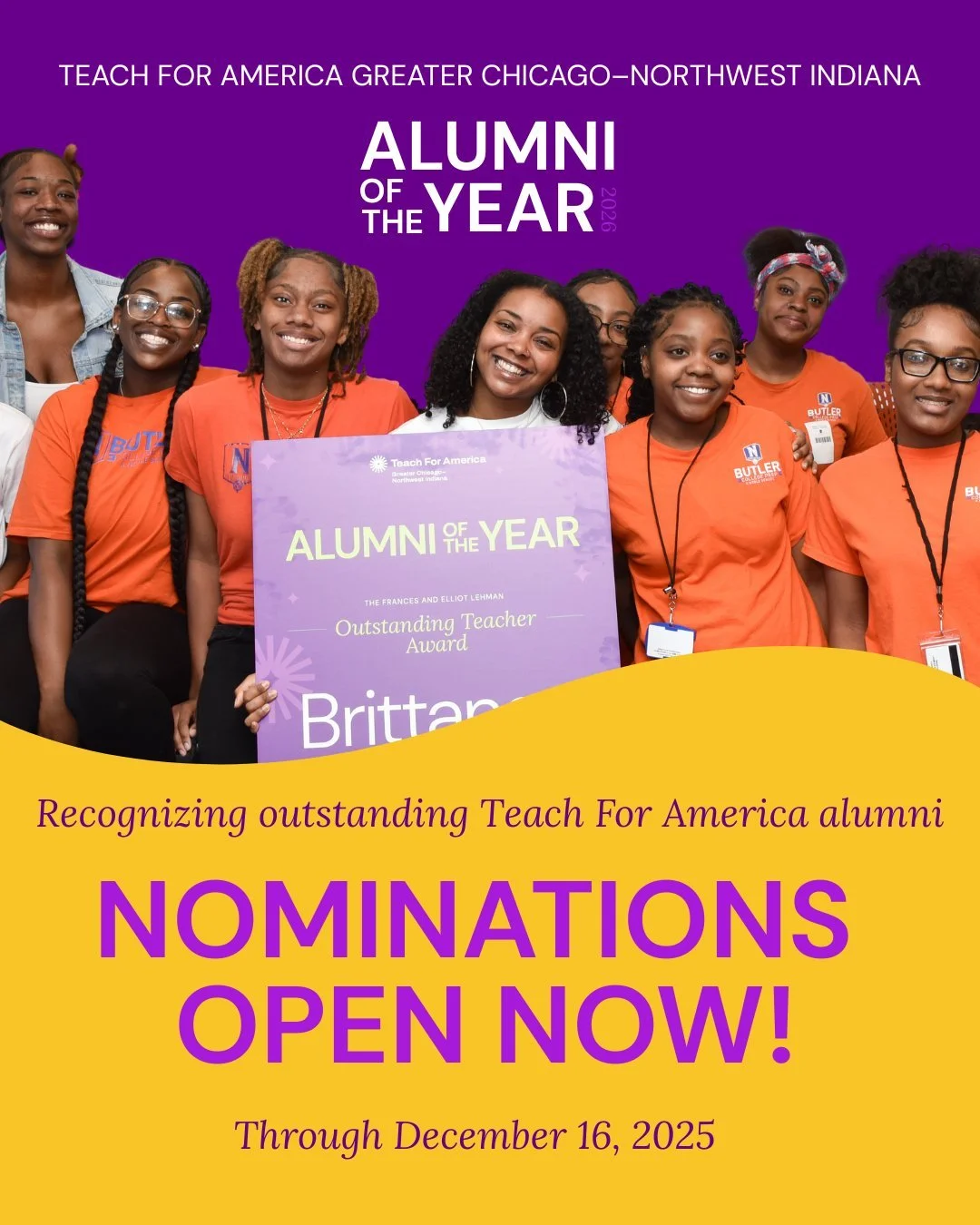 ✨ Just 11 days left to nominate your colleague, teacher, school leader, or manager for 2026 Alumni of the Year! ✨
Each year, Teach For America Greater Chicago&ndash;Northwest Indiana honors outstanding alumni who are advancing educational excellence 