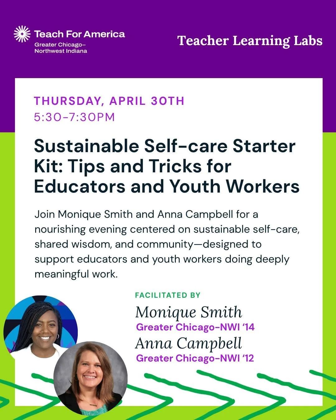 Self‑care doesn&rsquo;t have to be a solo project.
Sustainable Self‑Care Starter Kit is a community‑centered gathering for educators who want to learn, reflect, and take care&mdash;together.
🗓 April 30
🍽 Dinner included
🧡 Come as you are
👉 Save y