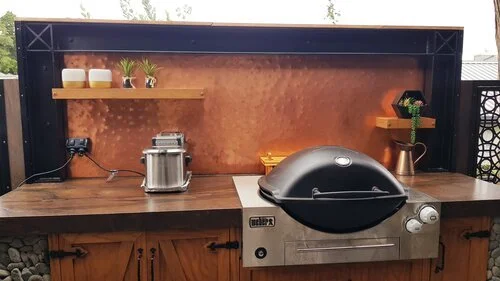 copper backing to an outdoor bbq - Warkworth