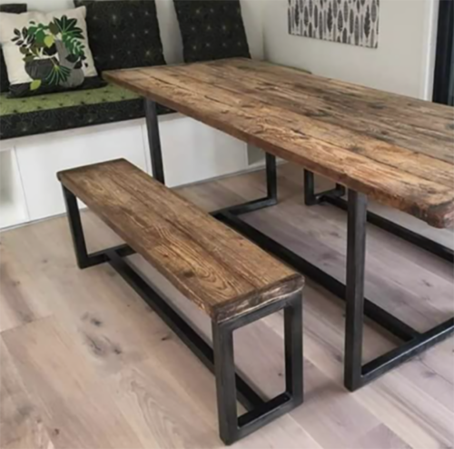 dining table and bench seat made from timber and steel in Silverdale