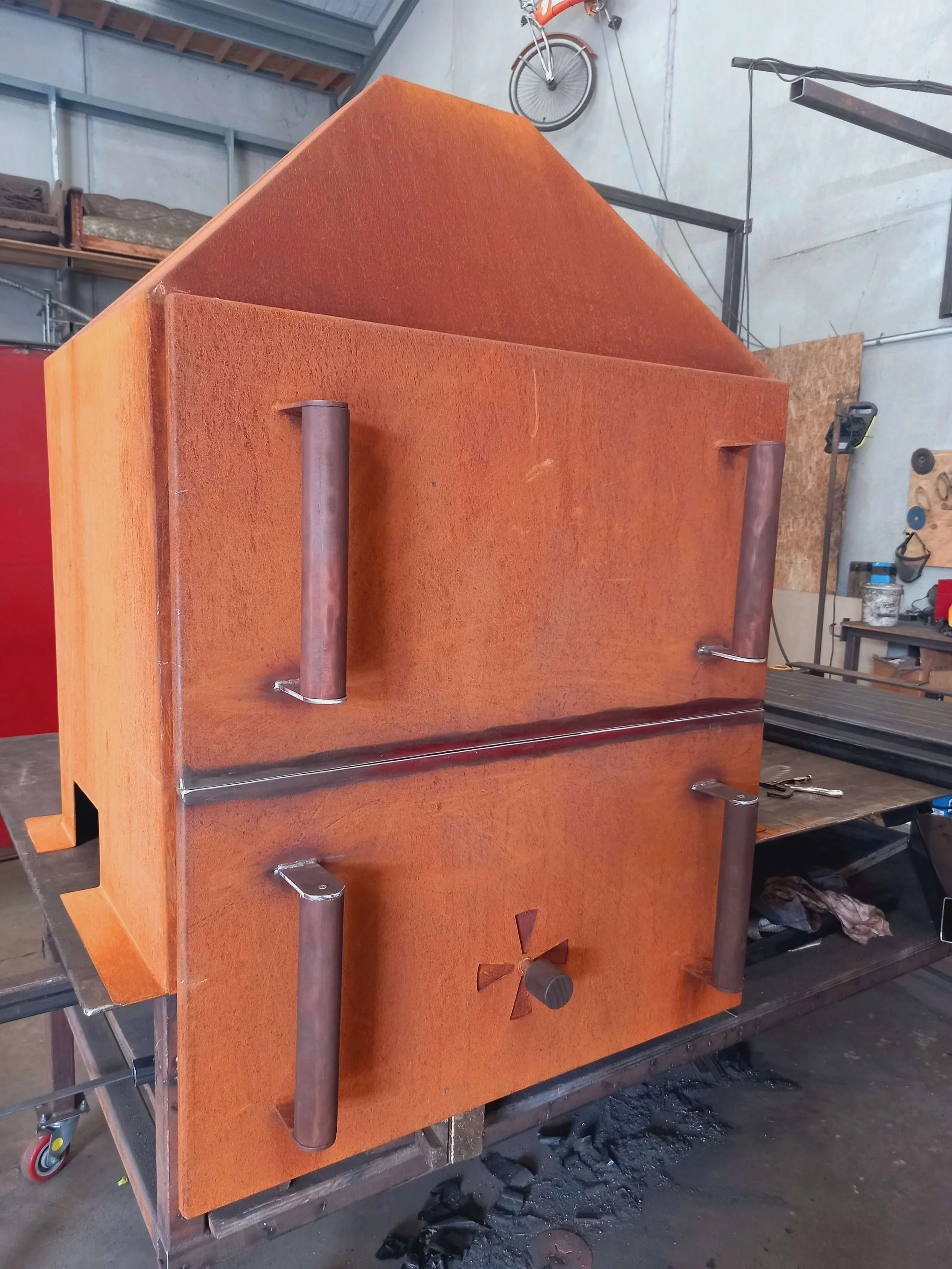 bespoke metalwork - a corten steel commercial oven