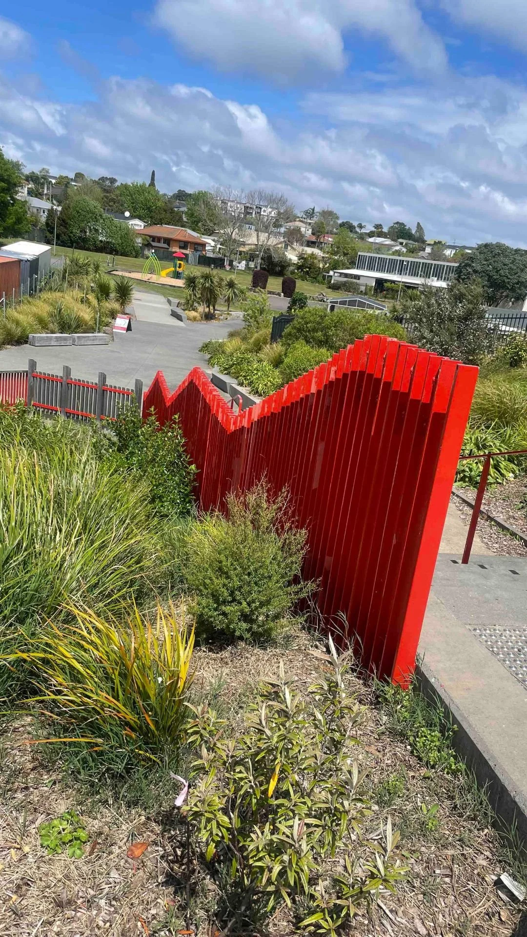 balustrading made from steel and purple heart timber in an outdoor setting in northcote