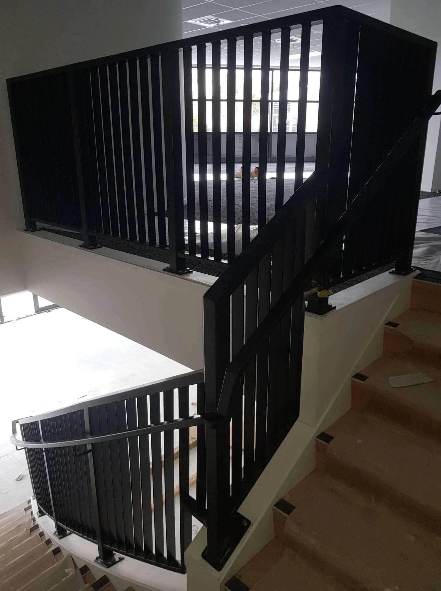 steel balustrading and curved handrail