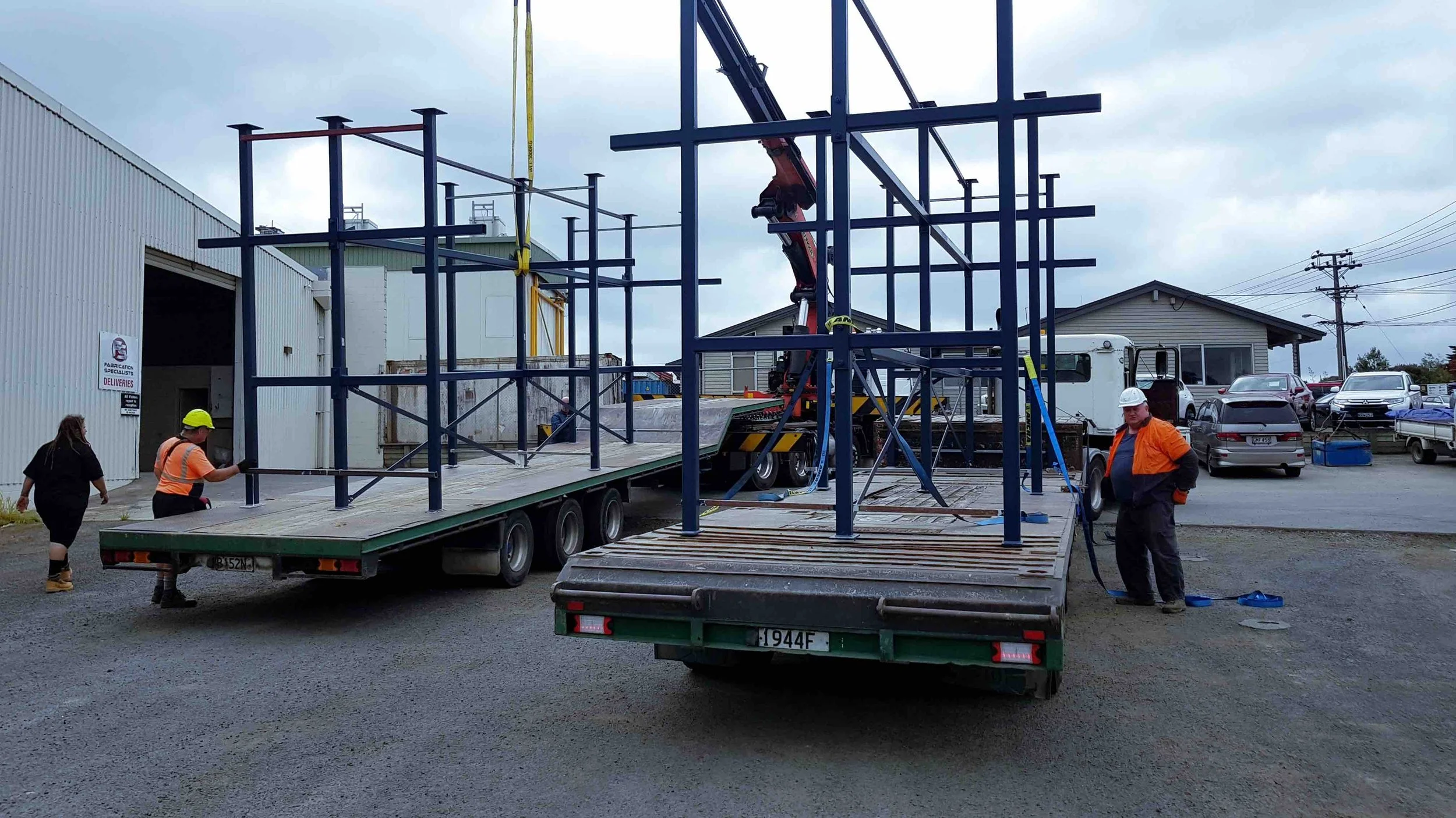 steel frame on truck to be delivered in auckland