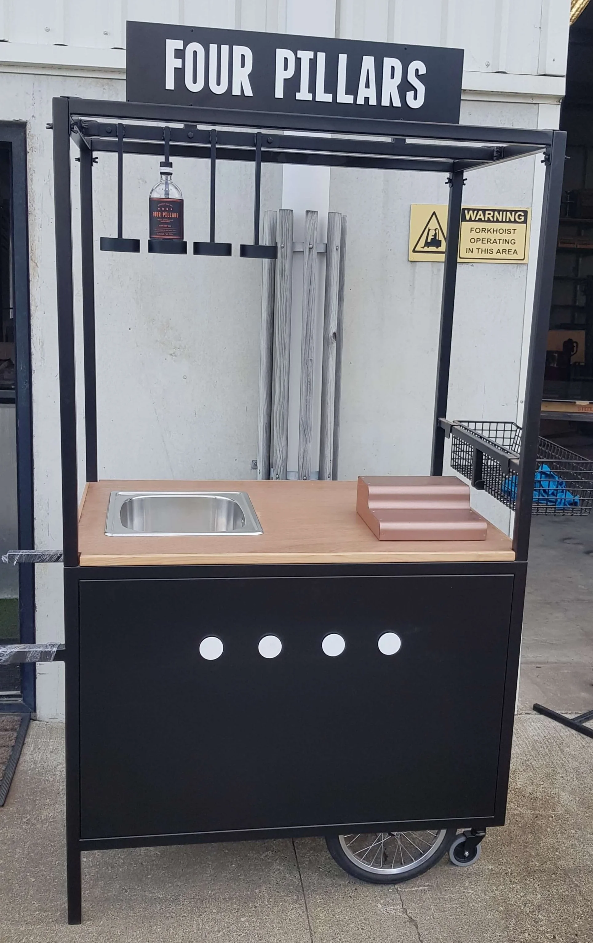 bespoke metal gin cart for events