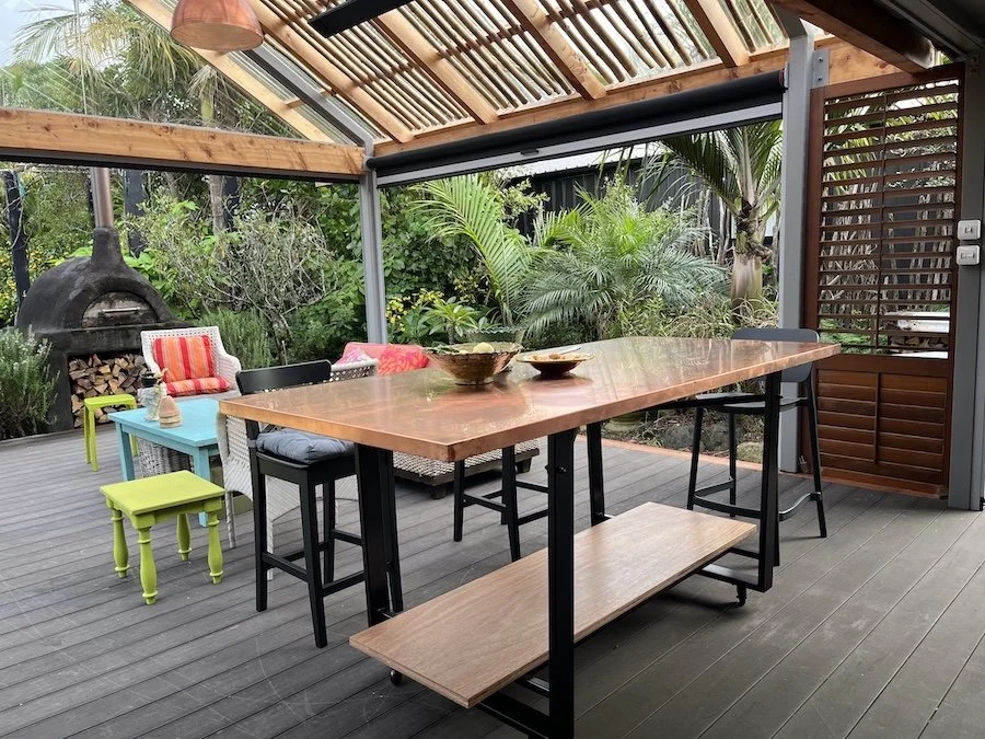 Copper and steel outdoor table - Pakiri