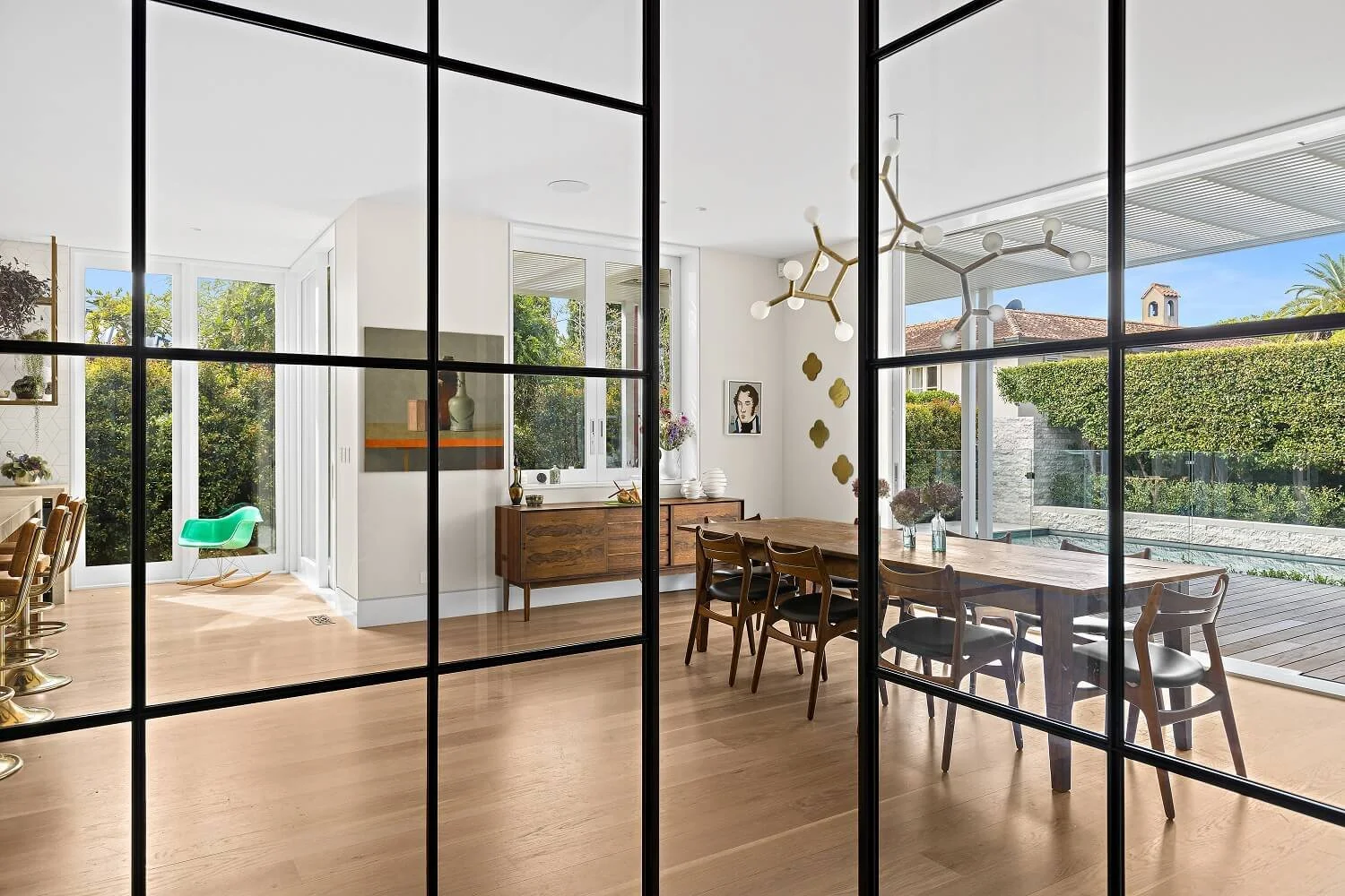 Interior Steel Crittall-style Doors leading into dining area