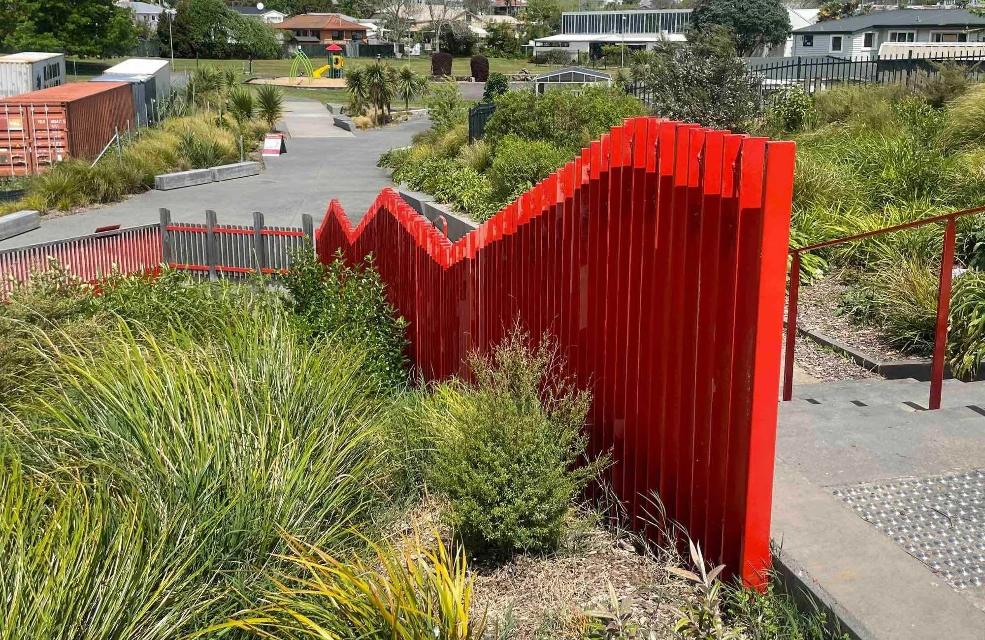 Balustrading steel and purple heart timber