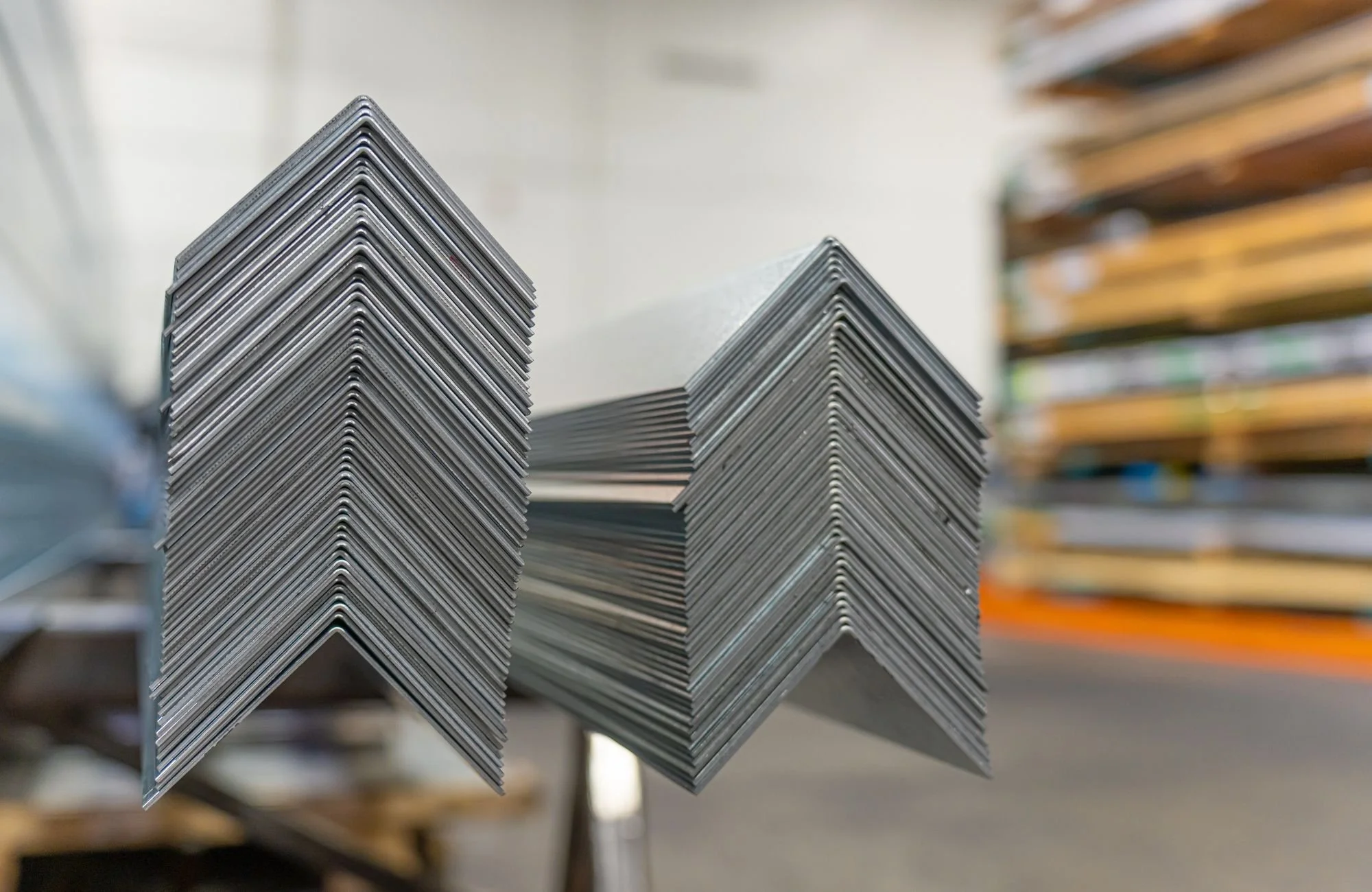 Stacks of steel flashings
