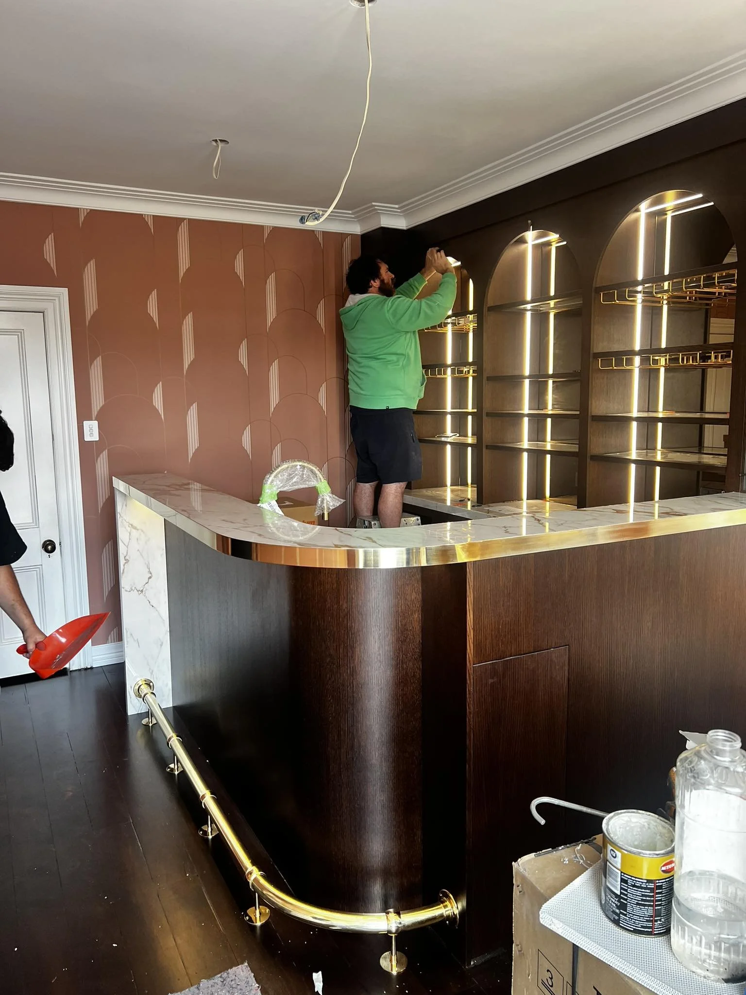 Brass Reception Top and Kick Rail