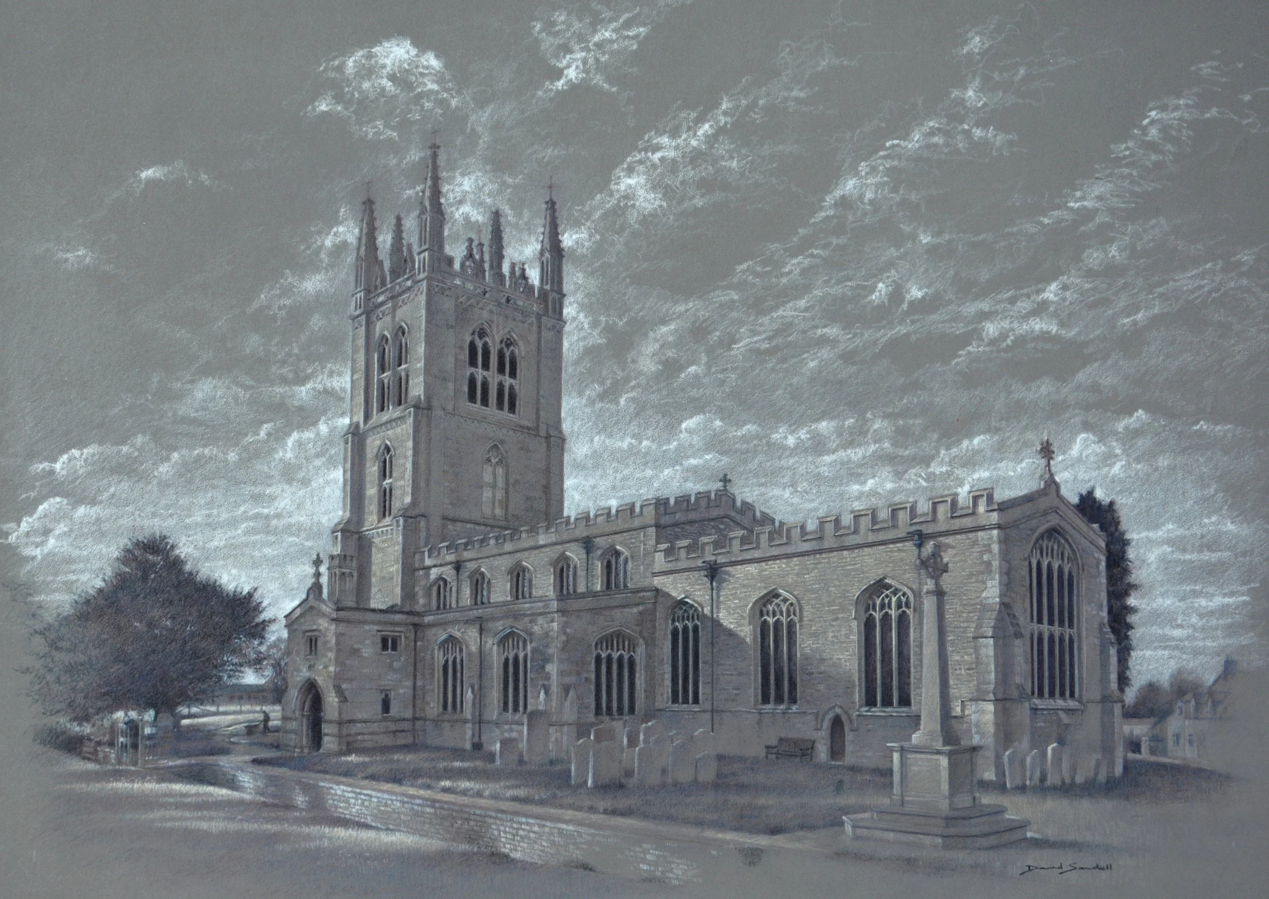 St Mary's, Titchmarsh colour pencil 39 x 29cm