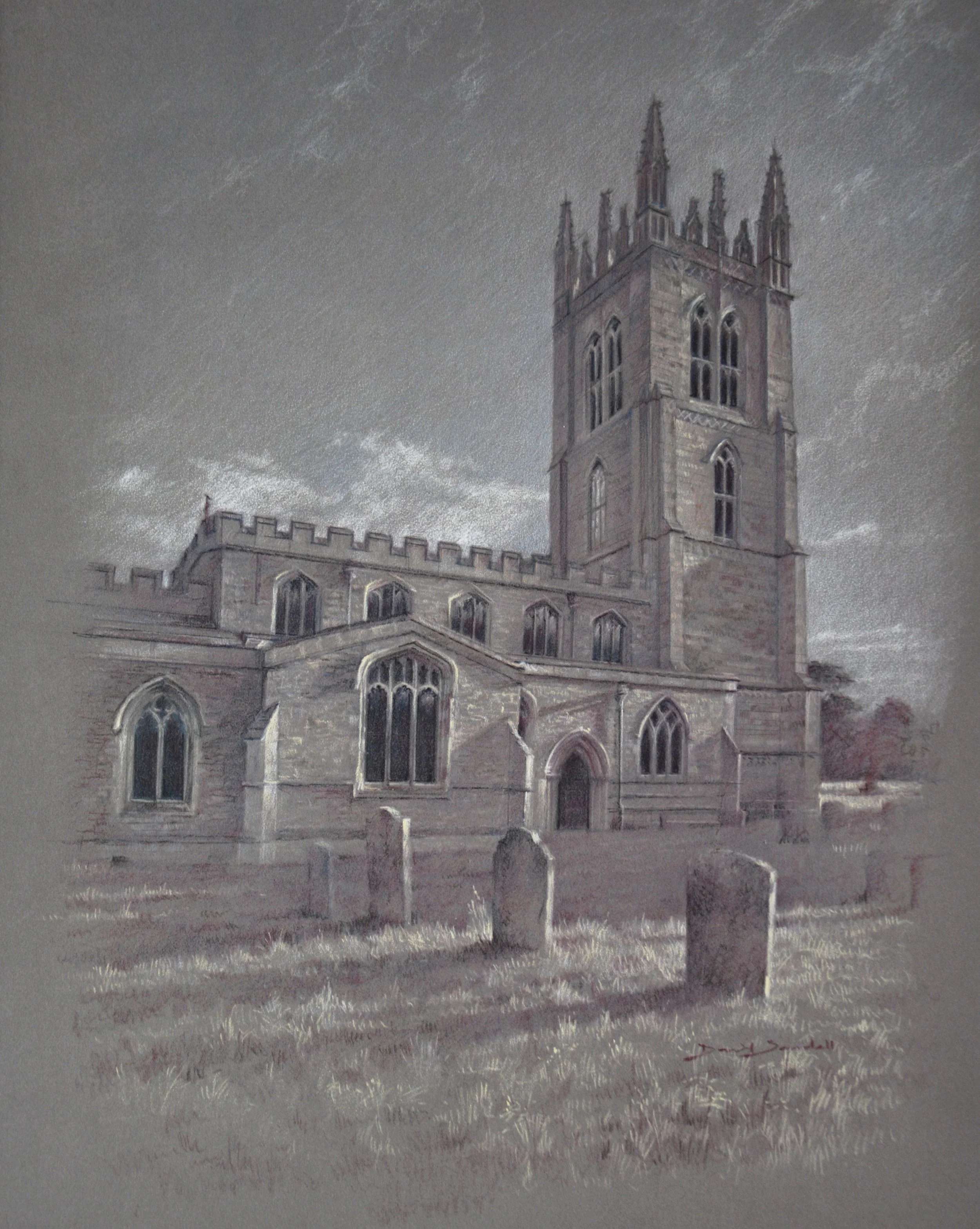 St Mary's North - pencil on pastelmat
