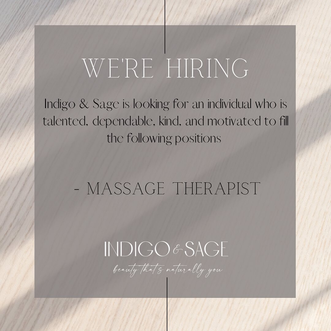 We are hiring !! If you or a friend is looking to join our amazing team as a massage therapist, reach out today✨ You can apply online or call the salon with any questions🌿
