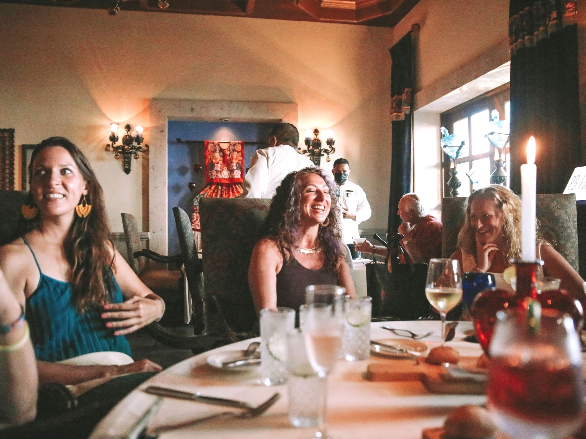 women connecting over dinner