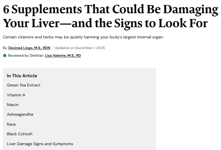 6 Supplements That Could Be Damaging Your Liver—and the Signs to Look For
