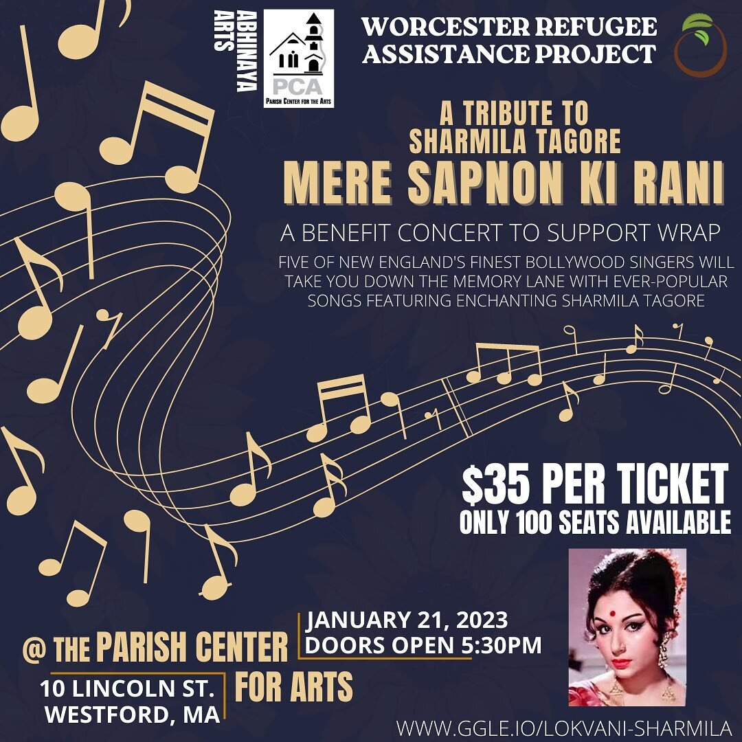 On January 21, WRAP will be partnering with Parish Center for the Arts and Abhinaya Arts to host our first ever music benefit concert - A Tribute to (the infamous) Sharmila Tagore, Mere Sapnon Ki Rani - to fundraise and continue our efforts to suppor